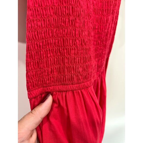 NWT Rhode Resort Eva Smocked Off-The-Shoulder Cotton Maxi Dress Red - Picture 11 of 15